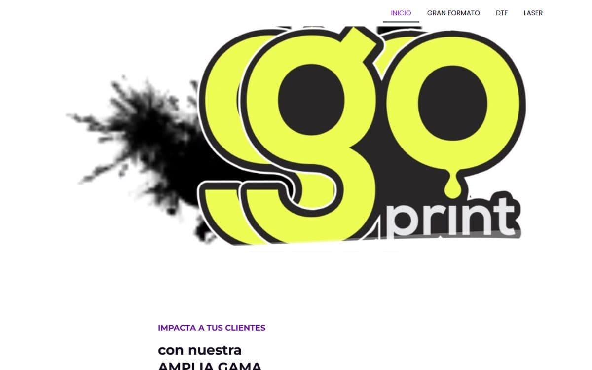 Sitio web de Go Print, gráfica de servicio al gremio